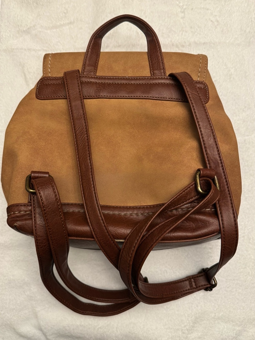 b.o.c. Two-Tone Tan and Dark Brown Faux-Leather Backpack - Picture 5 of 7